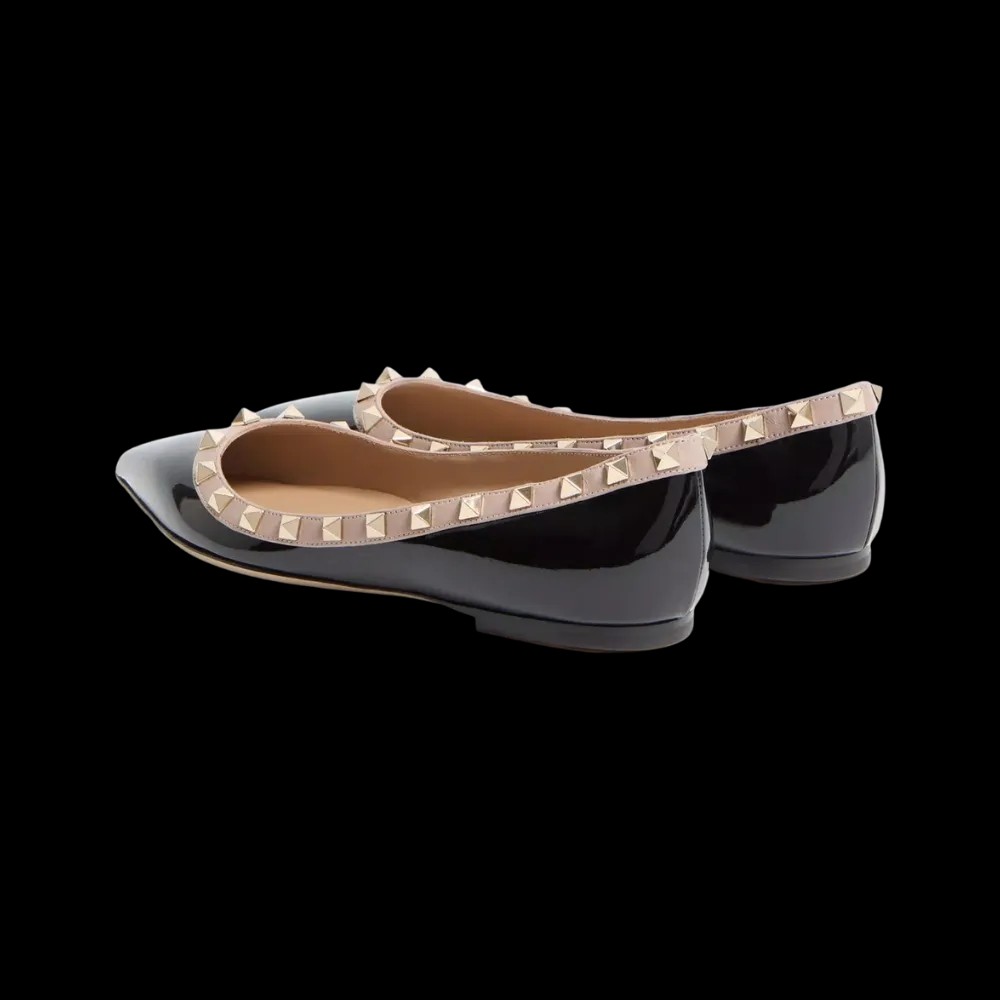 Valentino Patent Rockstud Ballet Flat Black - HypeFly India View 4