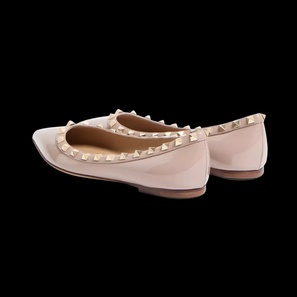 Valentino Patent Rockstud Ballet Flat Poudre - HypeFly India View 3