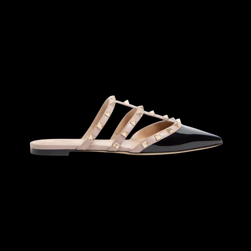 Valentino Rockstud Patent-Leather Mule Black - HypeFly India View 1