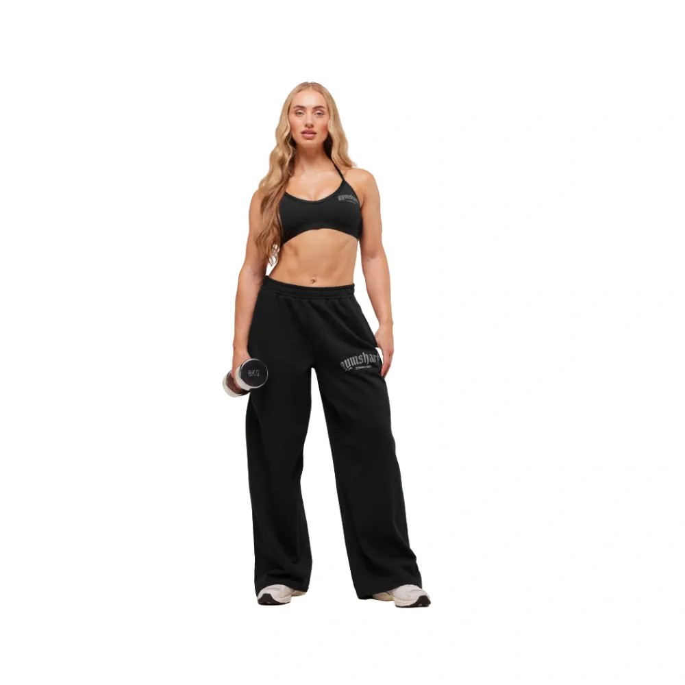 Gymshark Strength Department Wide Leg Joggers Black - HypeFly India View 4