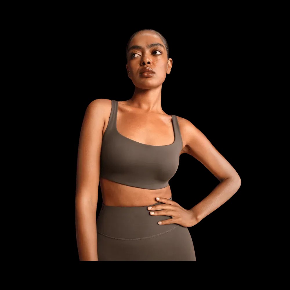 Nike X Skims Women's Scoop-Neck Bra Dark Sepia - HypeFly India View 1