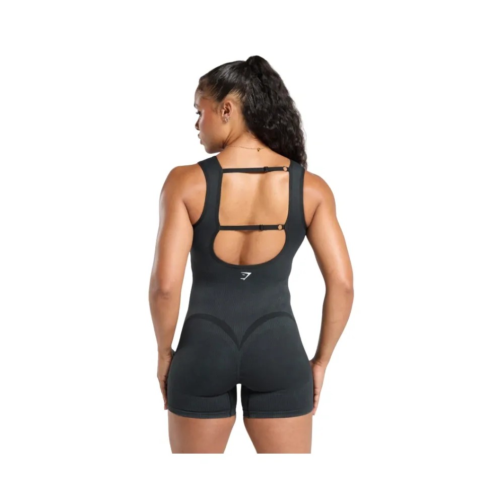 Gymshark Gains Seamless All-In-One Bodysuit Black - HypeFly India View 2