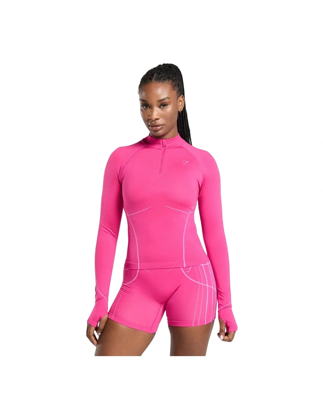 Gymshark Apex Seamless 1/4 Zip Pullover Sour Pink - HypeFly India View 1