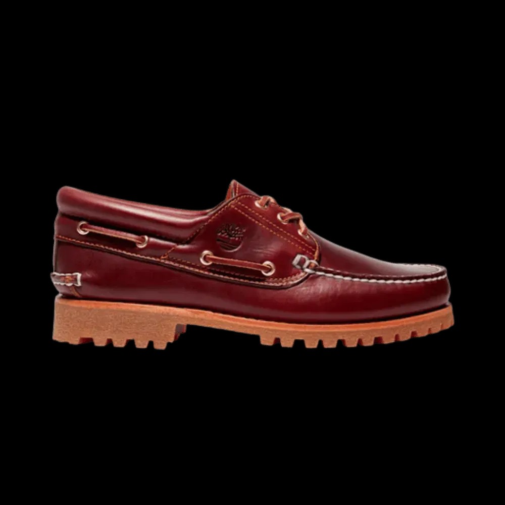 Timberland Authentic 3-Eye Lug Handsewn Boat Shoe Burgundy Men'S - HypeFly India View 1