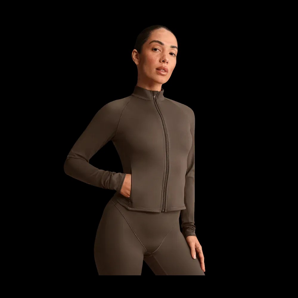 Nike X Skims Matte Women's Mock-Neck Full-Zip Jacket Dark Sepia - HypeFly India View 1