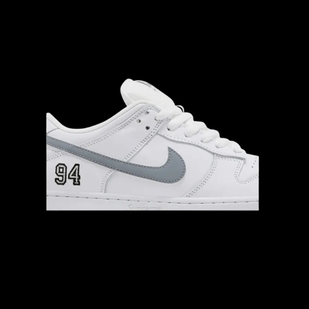Nike Supreme x Dunk Low SB 'White Metallic Silver' - HypeFly India View 3
