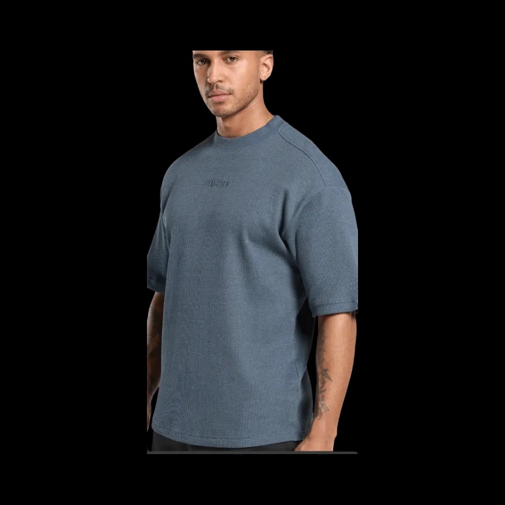 Gymshark Waffle Oversized T-Shirt Titanium Blue - HypeFly India View 4