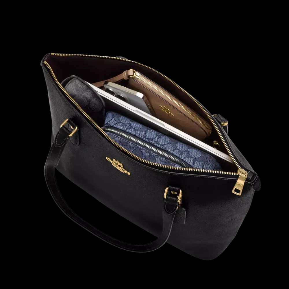 Coach Gallery Tote Bag Grossgrain Leather Black - HypeFly India View 3