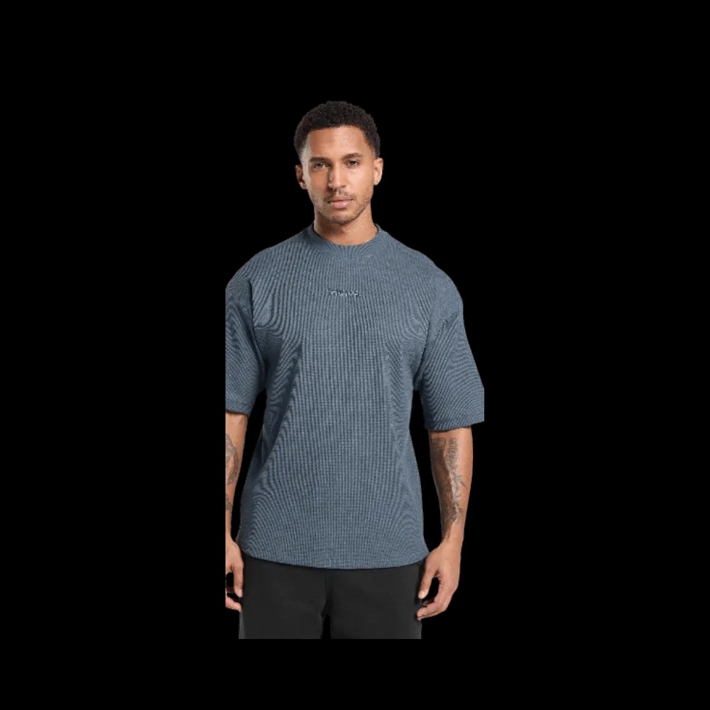 Gymshark Waffle Oversized T-Shirt Titanium Blue - HypeFly India View 3