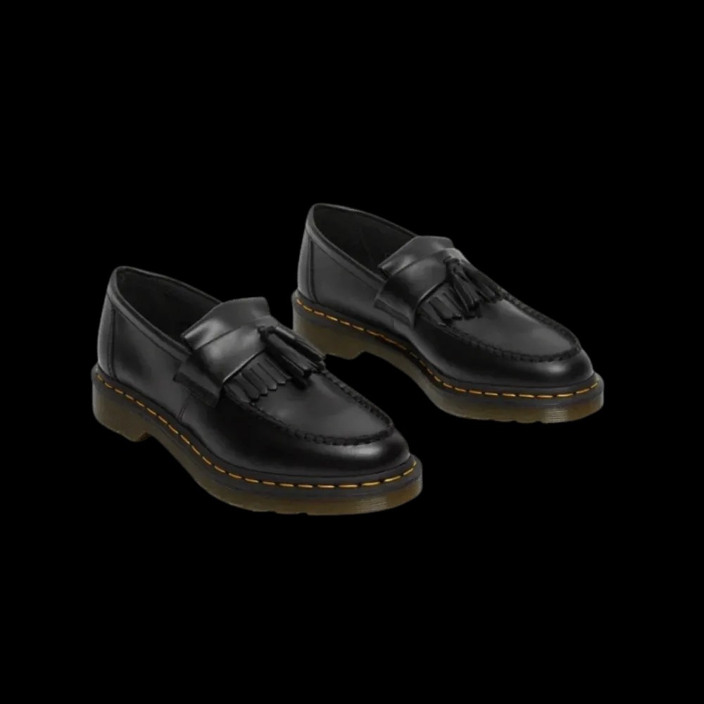 Dr Martens Adrian Yellow Stitch Leather Tassel Loafers Black - HypeFly India View 3