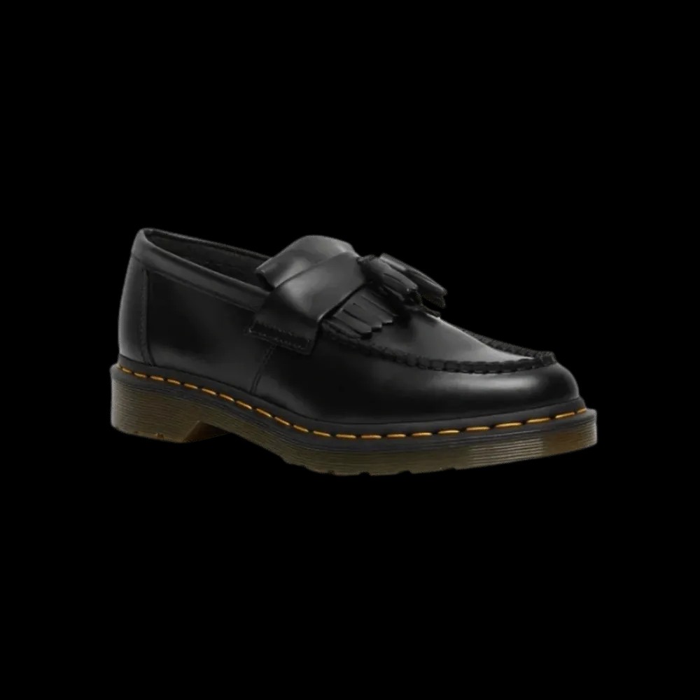 Dr Martens Adrian Yellow Stitch Leather Tassel Loafers Black - HypeFly India View 2