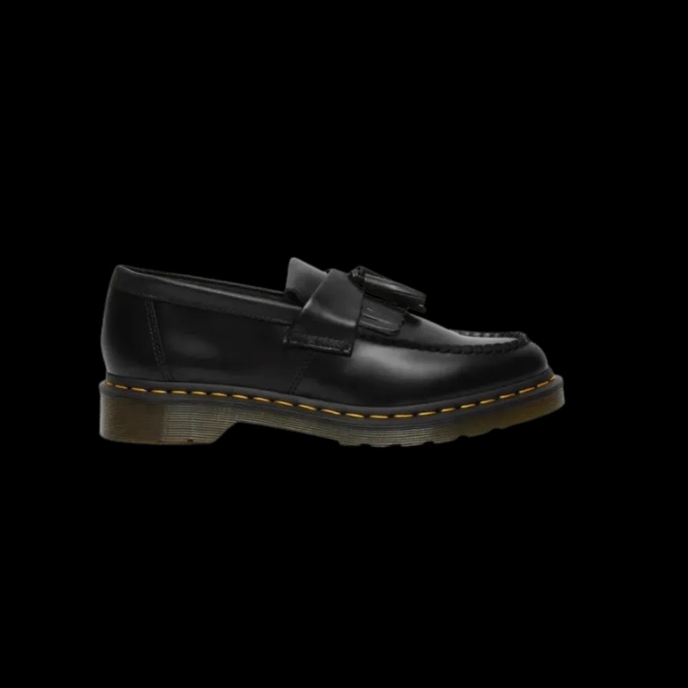 Dr Martens Adrian Yellow Stitch Leather Tassel Loafers Black - HypeFly India View 1