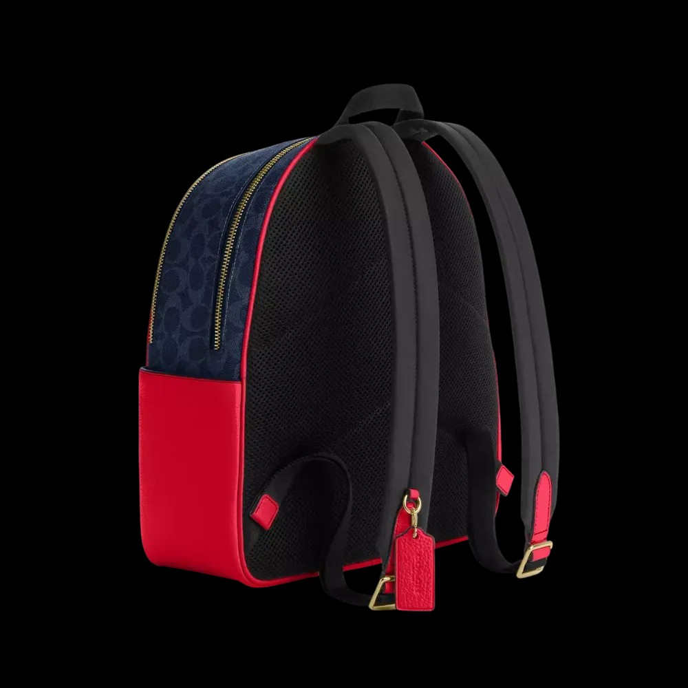 Coach Court Backpack In Signature Canvas Denim Red - HypeFly India View 2