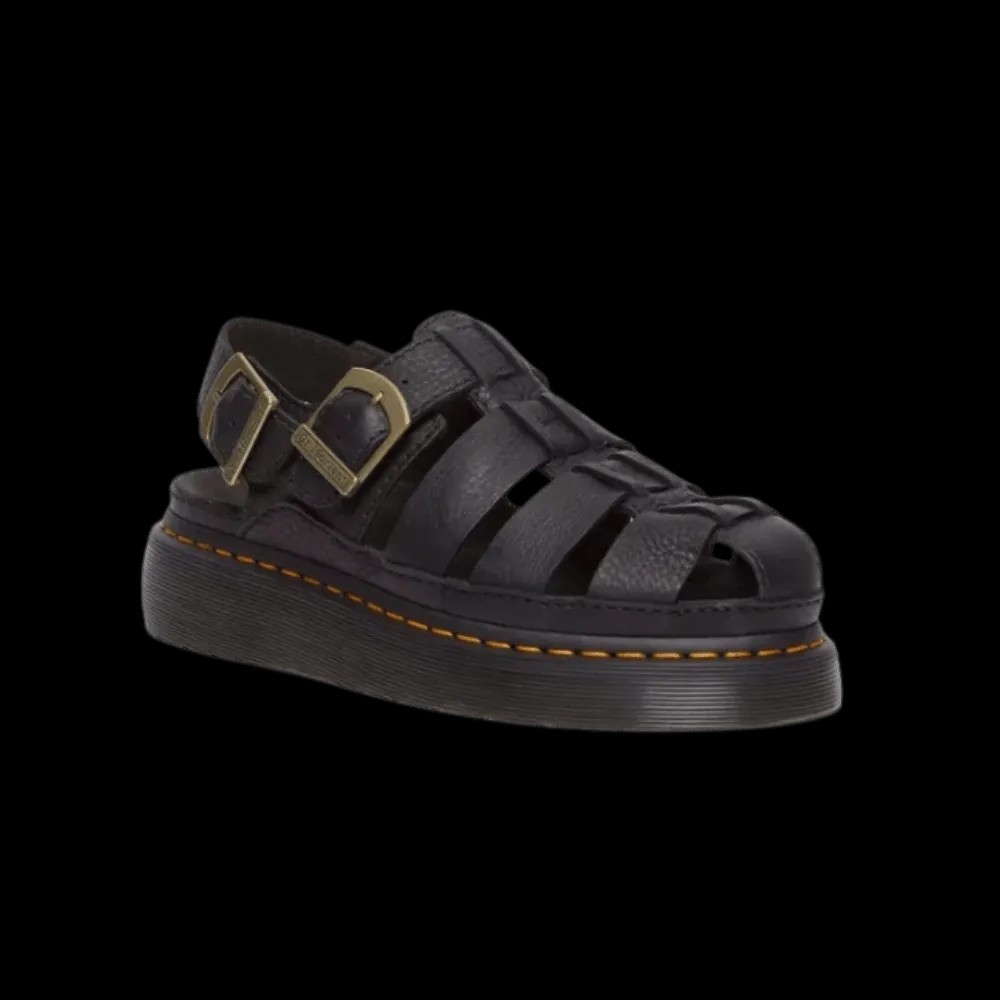Dr Martens Wrenlie Grizzly Leather Fisherman Sandals Black  - HypeFly India View 2