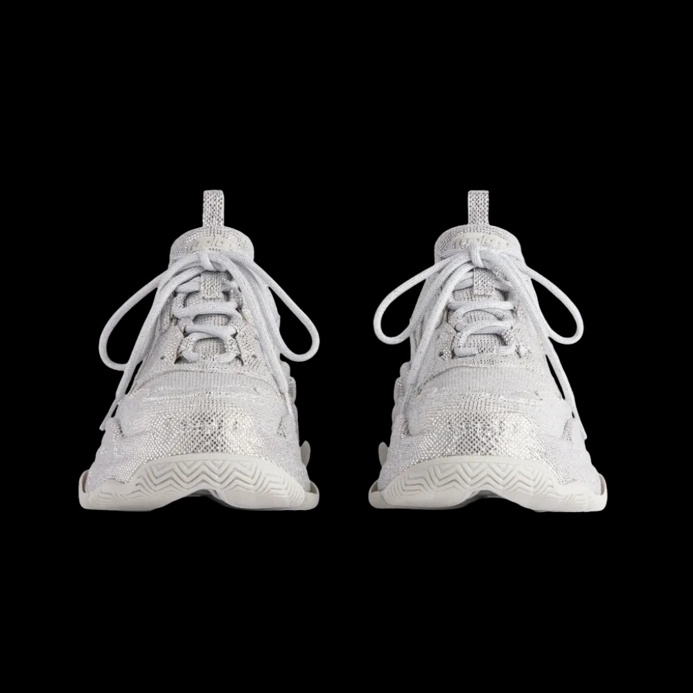 Balenciaga Triple S Sneaker With Rhinestones In Light Grey - HypeFly India View 4