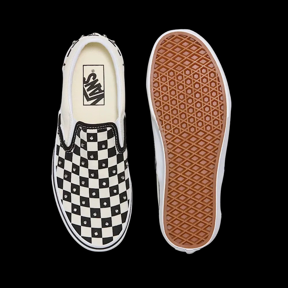 Vans Classic Slip-On Checkerboard Shoe Black And White - HypeFly India View 4