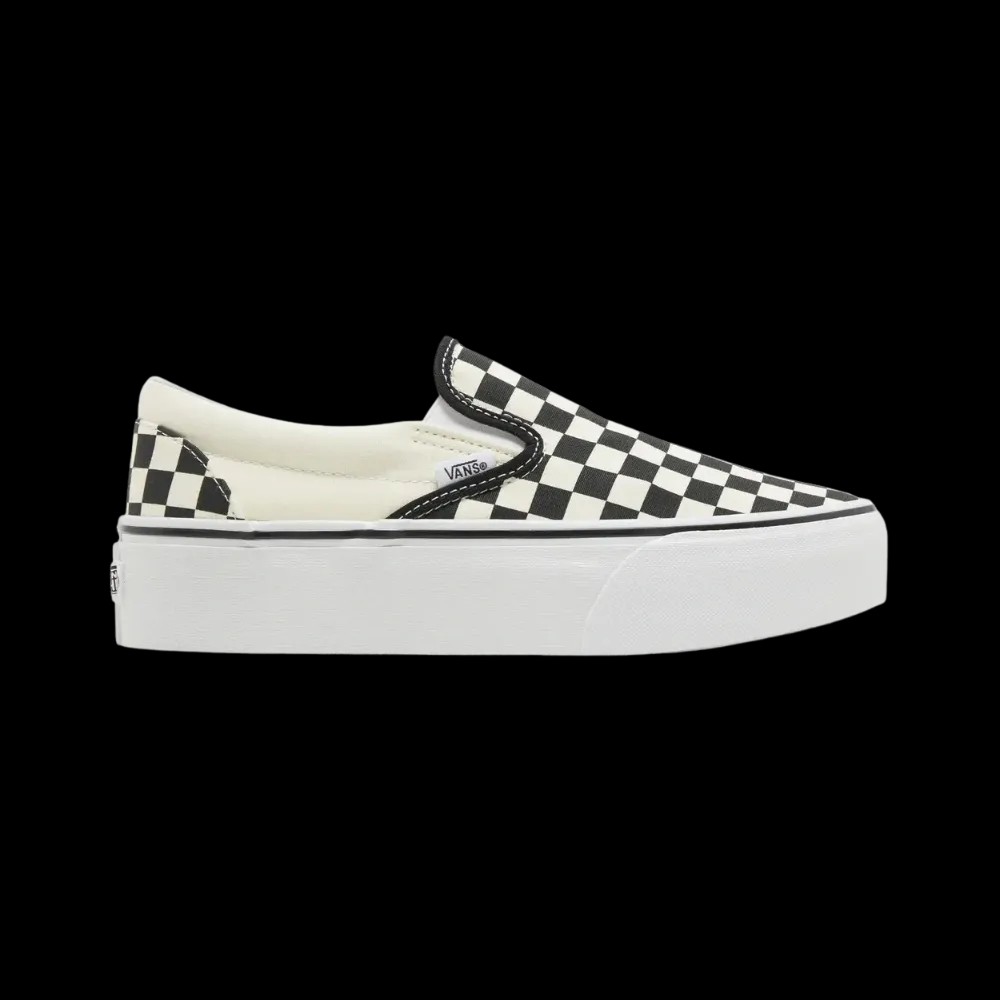 Vans Classic Slip-On Checkerboard Platform Shoe Black And White - HypeFly India View 1