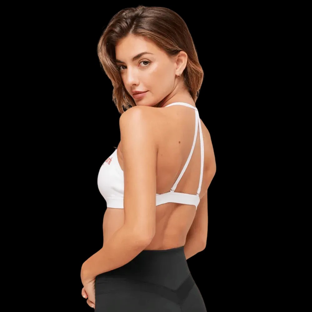 Gymshark Graphic Sports Bra White - HypeFly India View 5
