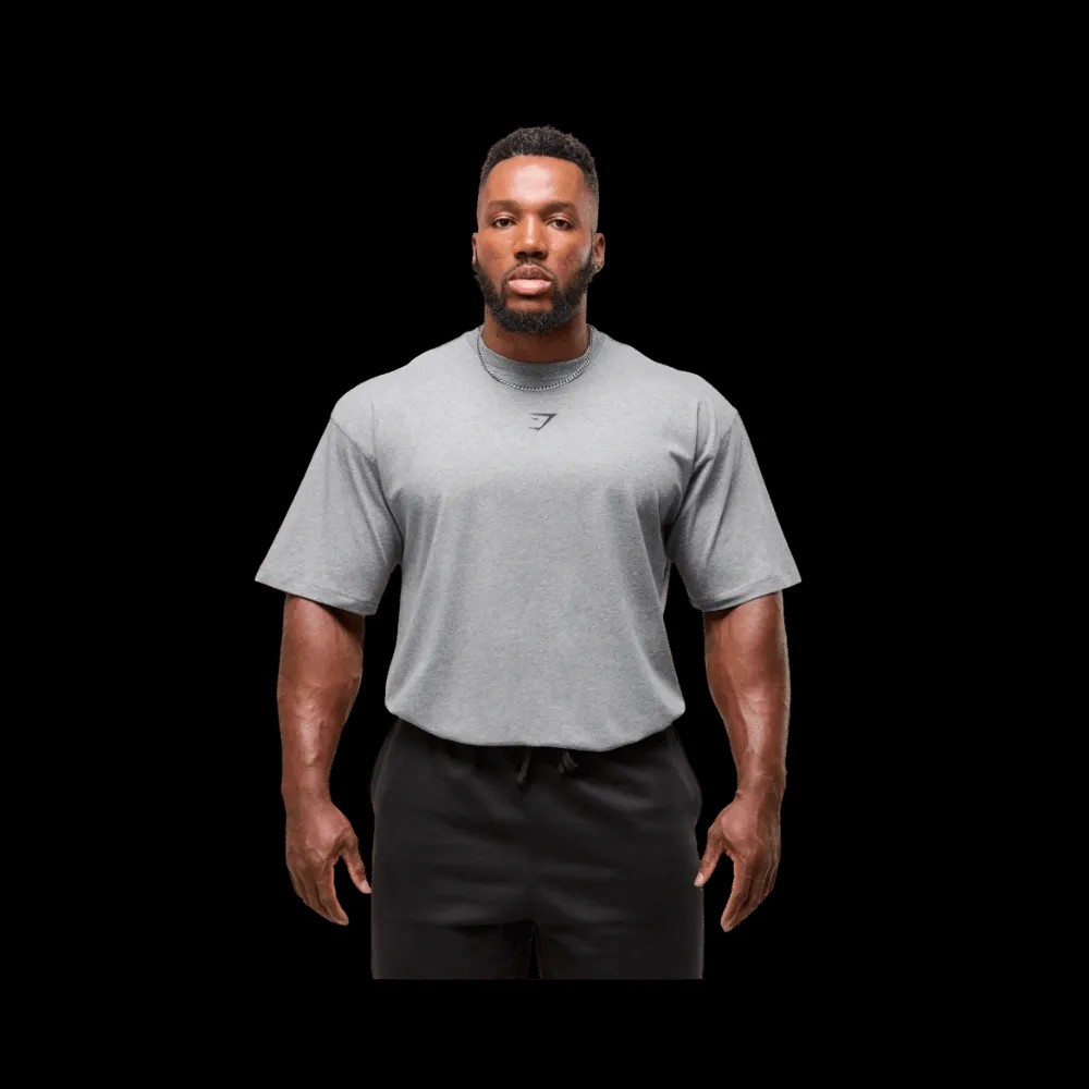 Gymshark Power T-Shirt Oversized Fit Charcoal Core Marl/Black - HypeFly India View 2