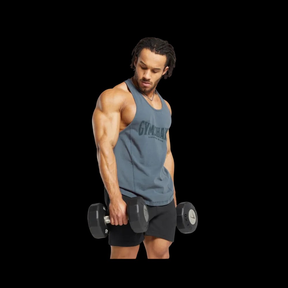 Gymshark Heritage Washed Stringer Titanium Blue - HypeFly India View 4