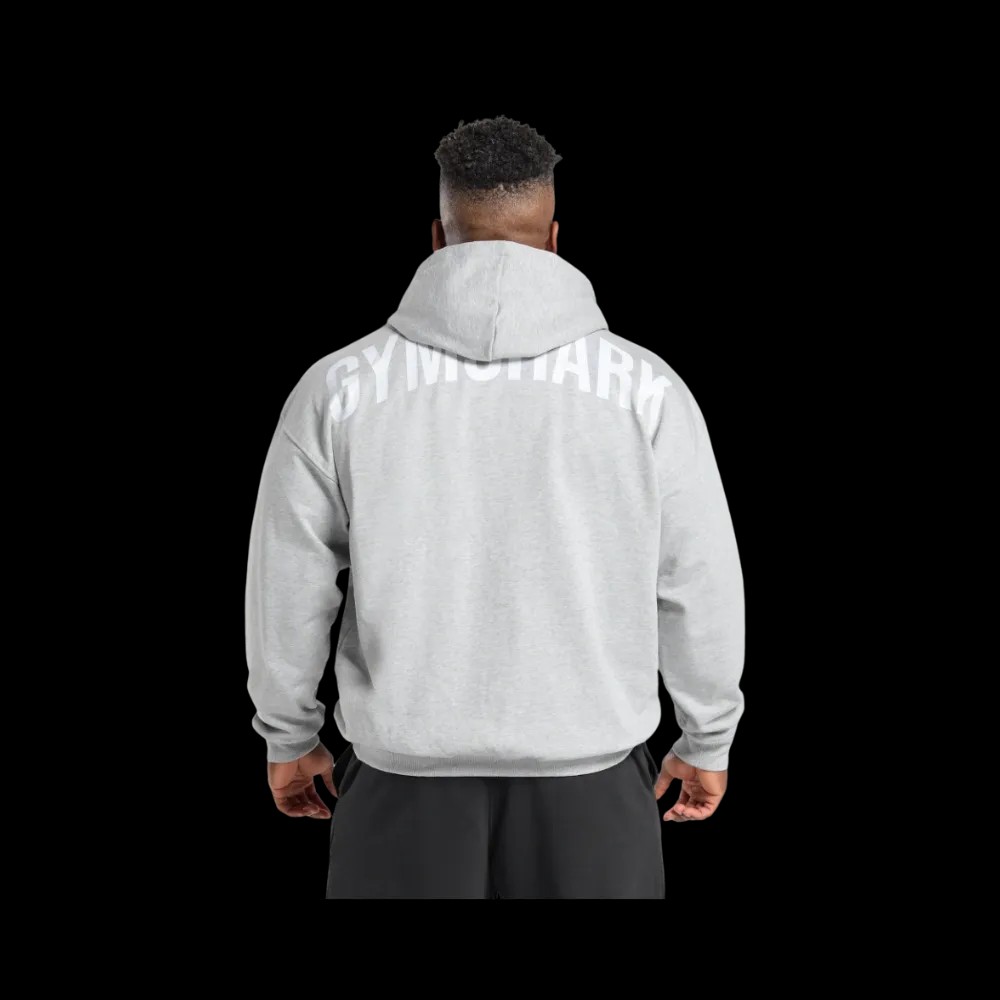 Gymshark Power Zip Up Hoodie Oversized Fit Light Grey Core Marl - HypeFly India View 1