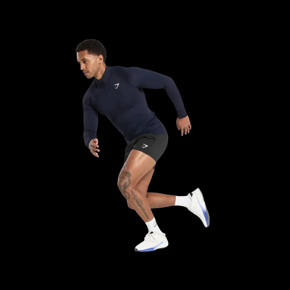 Gymshark Vital Seamless 1/4 Zip Slim Fit Navy/Heavy Blue - HypeFly India View 4