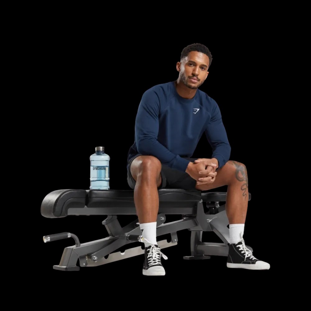 Gymshark Crest Sweatshirt Slim Fit Navy - HypeFly India View 3