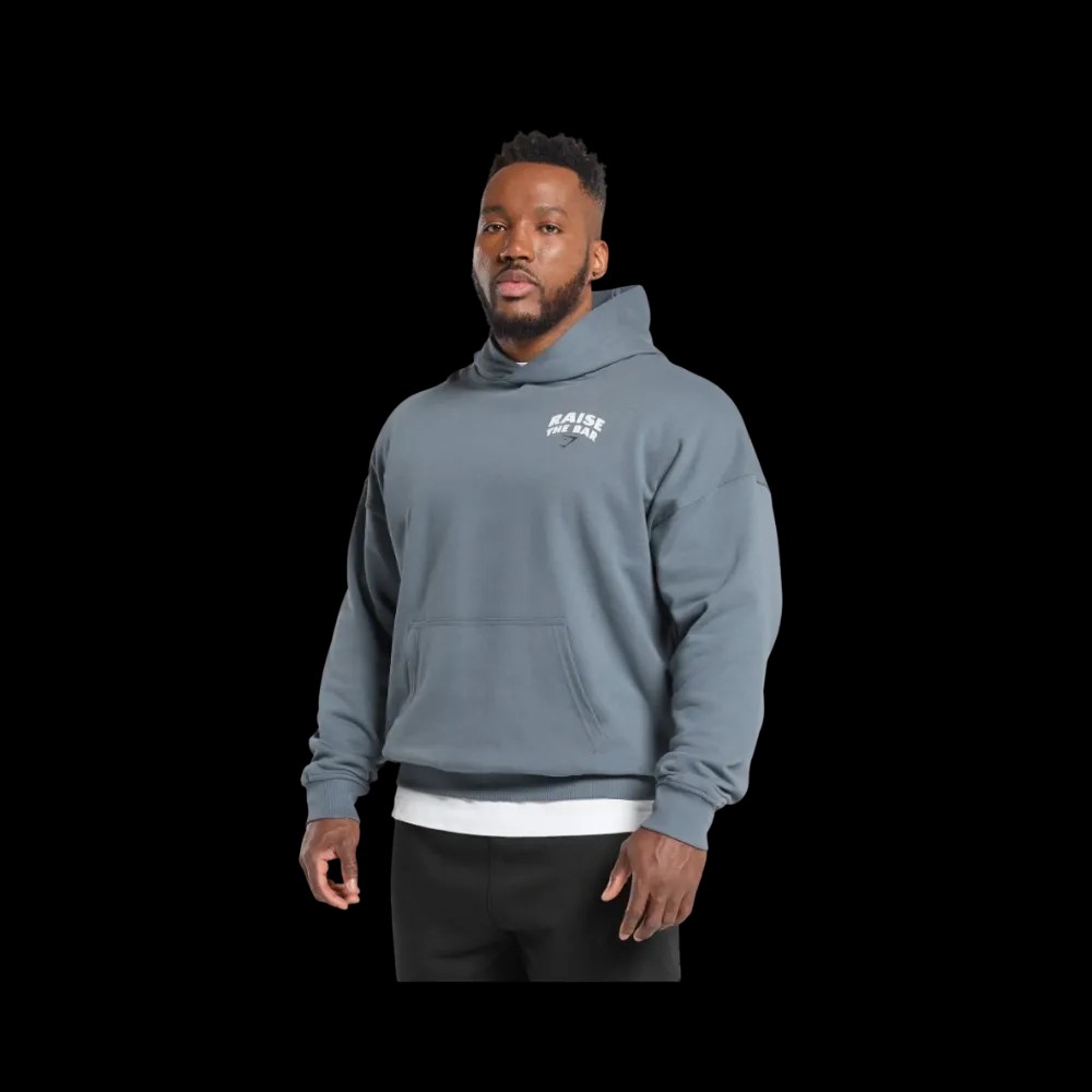 Gymshark Raise the Bar Hoodie Extreme Oversized Fit Iron Blue - HypeFly India View 5