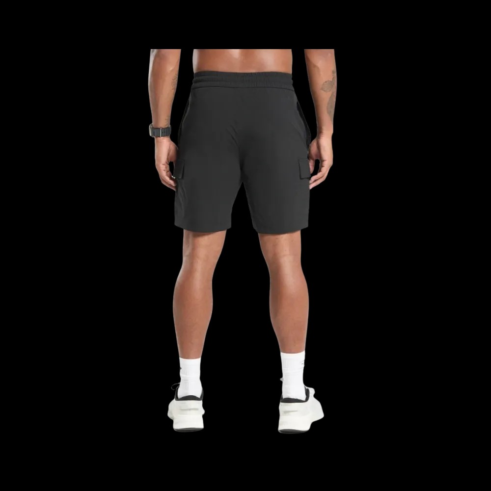Gymshark Stretch Woven Cargo Shorts Regular Fit Black - HypeFly India View 3