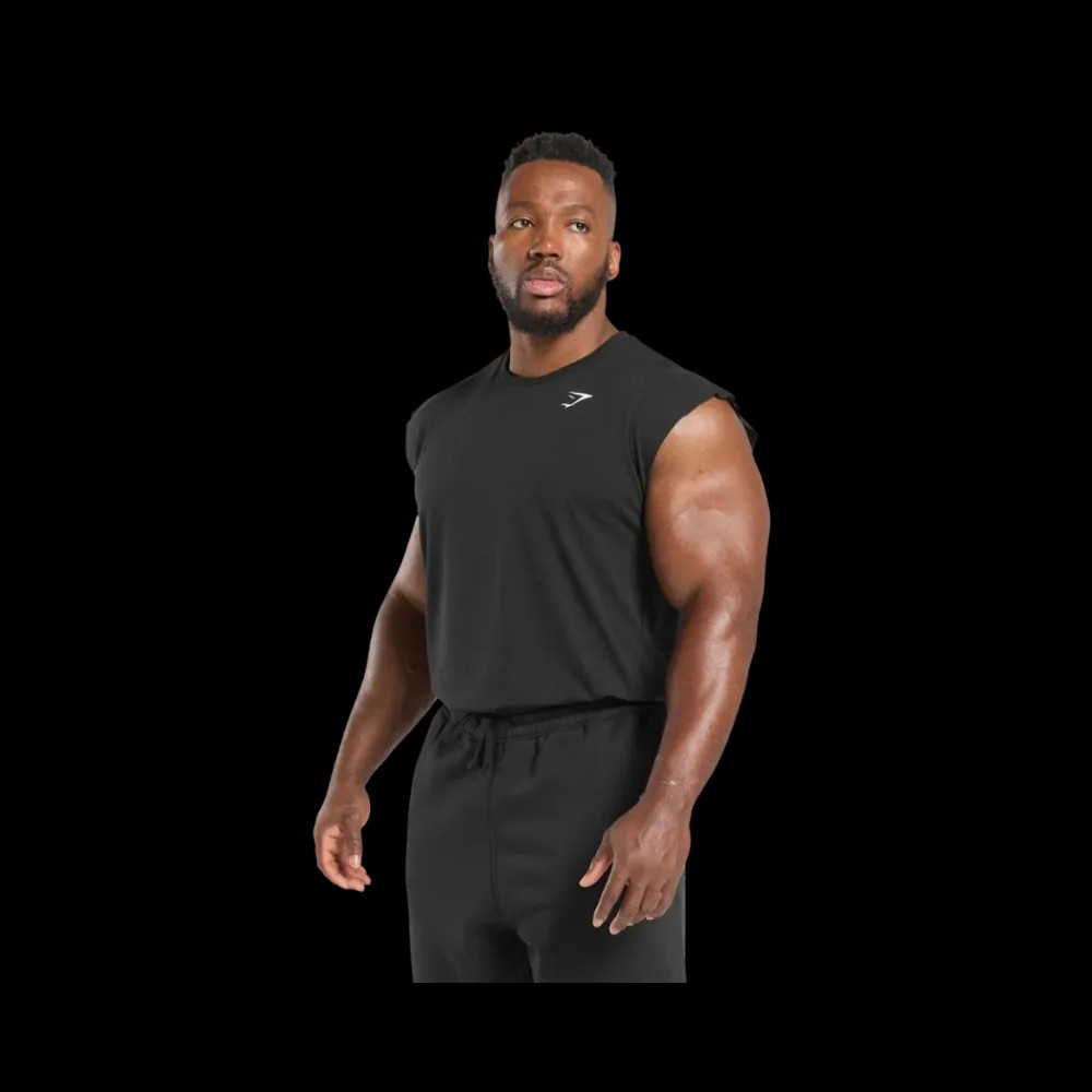Gymshark Critical Cut Off Tank Slim Fit Black - HypeFly India View 2