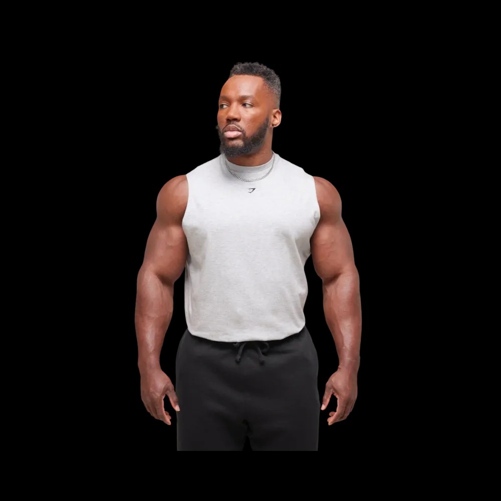 Gymshark Heavy Duty Tank Oversized Fit Light Grey Core Marl - HypeFly India View 4