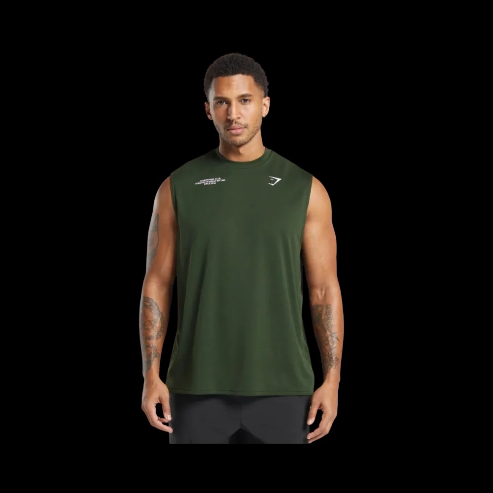 Gymshark Conditioning Club Tank Oversized Fit Trail Green - HypeFly India View 1