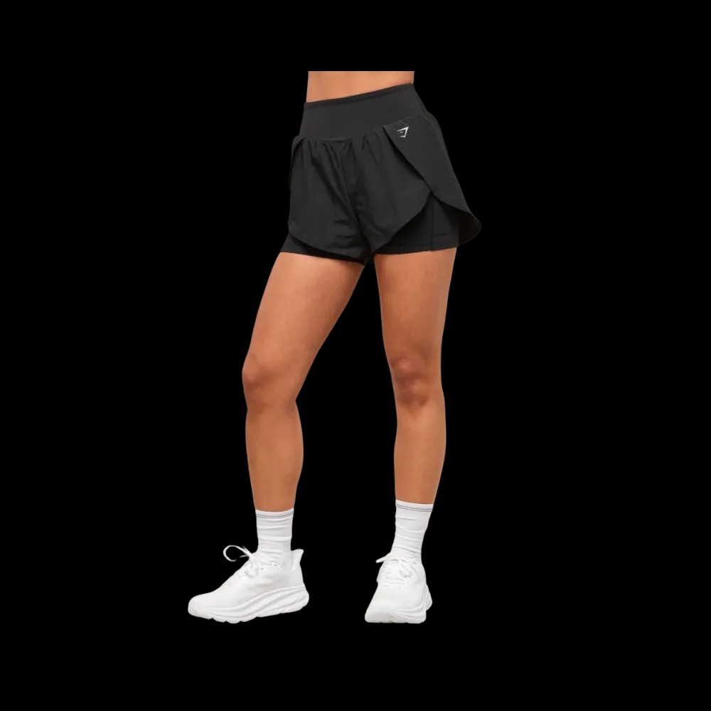 Gymshark Running 2-in-1 Shorts Black - HypeFly India View 5