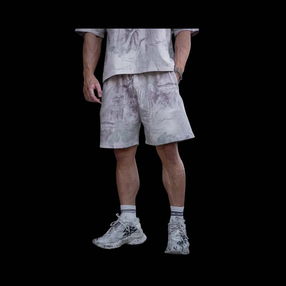 YoungLA Tree Camo Collection Shorts Beige Tree Camo - HypeFly India View 2