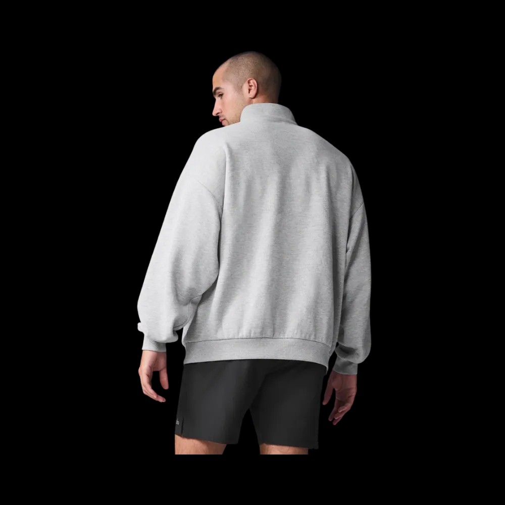 Alo Men's Accolade 1/4 Zip Pullover Athletic Heather Grey - HypeFly India View 2