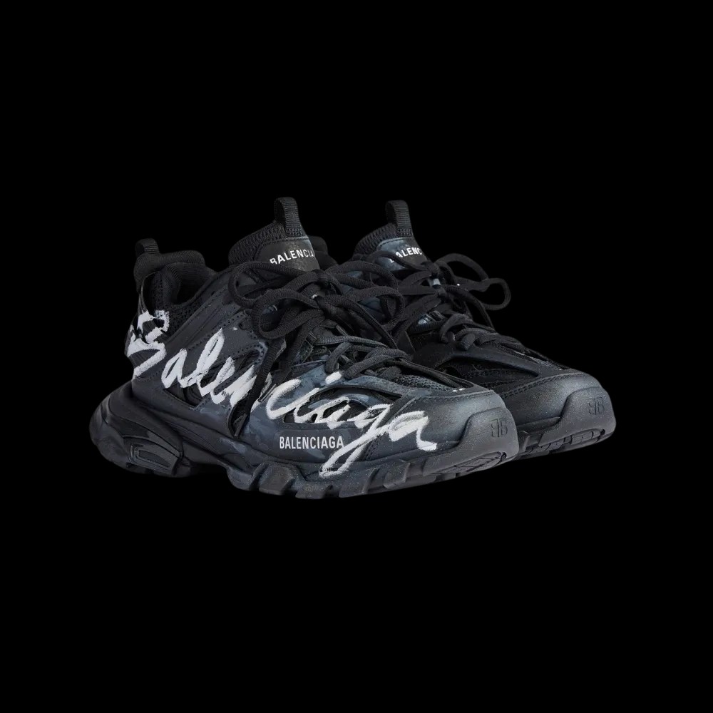 Balenciaga Track Signature Sneaker In Black - HypeFly India View 5