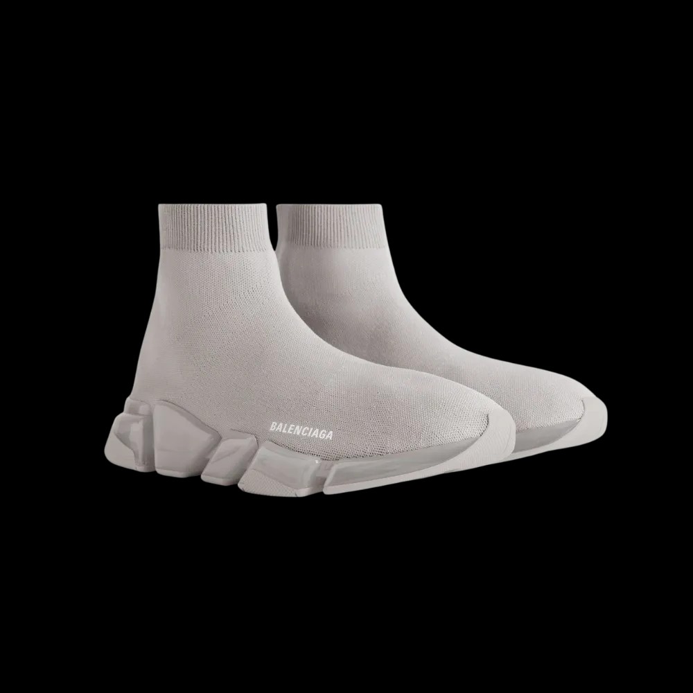 Balenciaga Speed 2.0 Full Clear Sole Recycled Knit Sneaker In Grey - HypeFly India View 5
