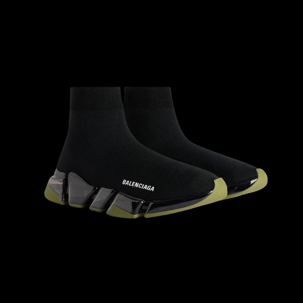 Balenciaga Speed 2.0 Full Clear Sole Recycled Knit Sneaker In Khaki - HypeFly India View 5