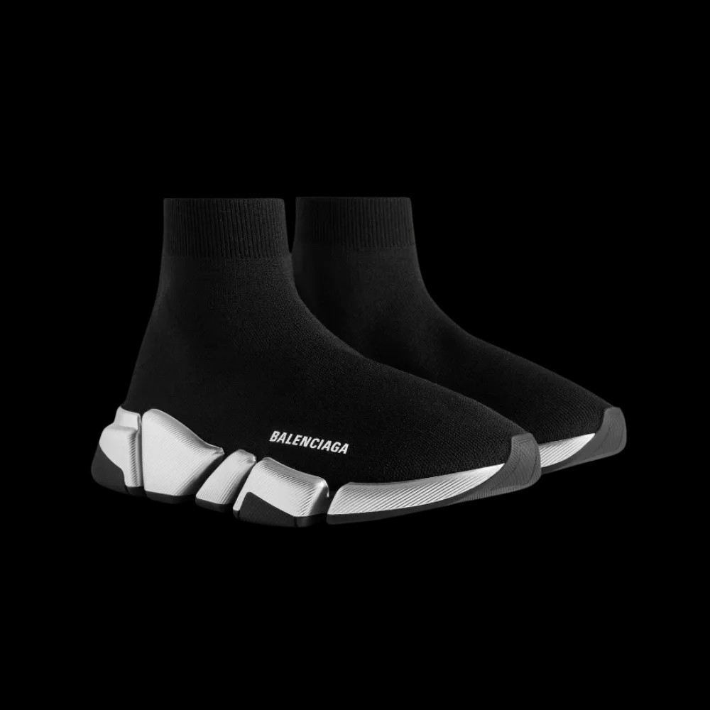Balenciaga Speed 2.0 Recycled Knit Sneaker In Black - HypeFly India View 5