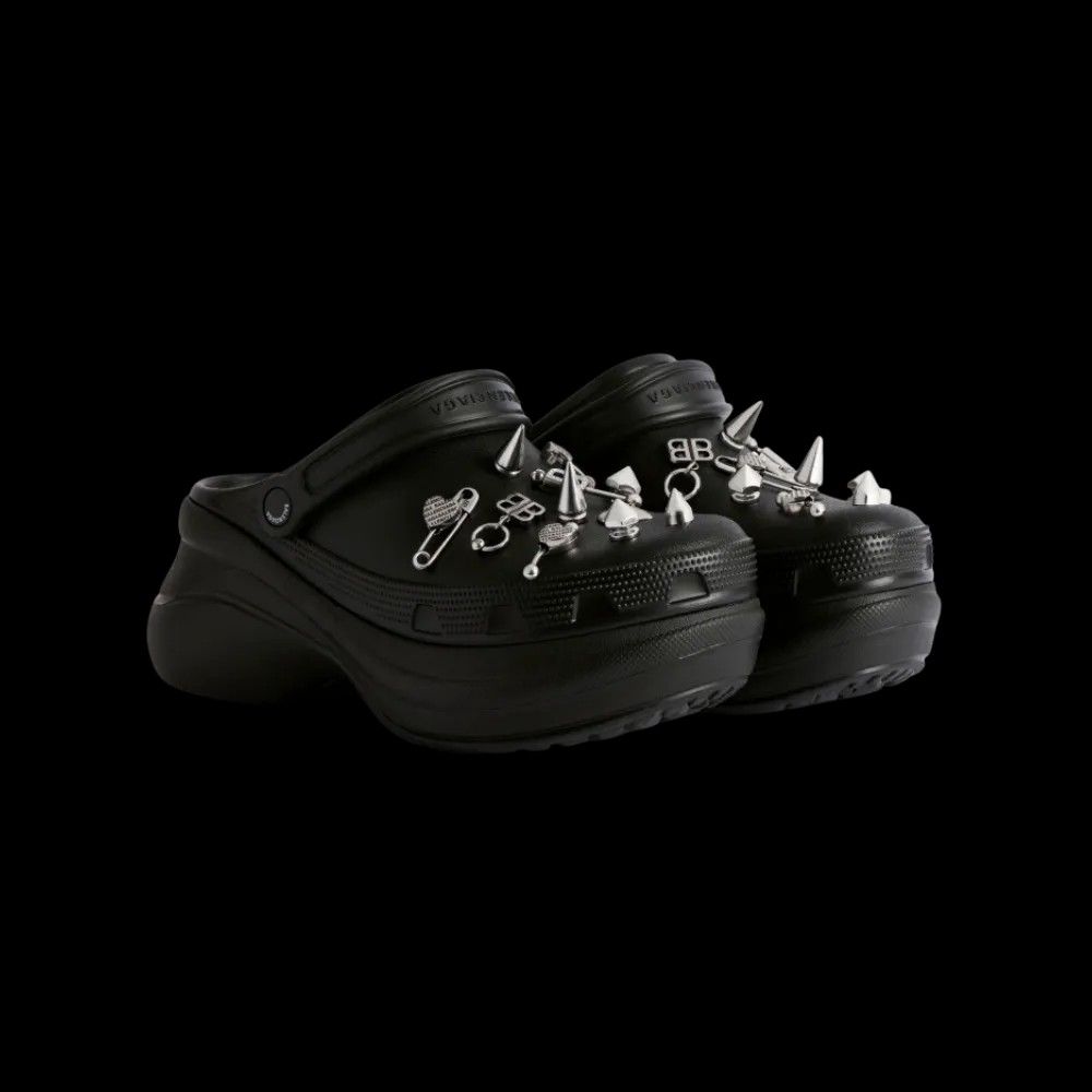 Balenciaga Crocs Mule Jibbitz In Black - HypeFly India View 5