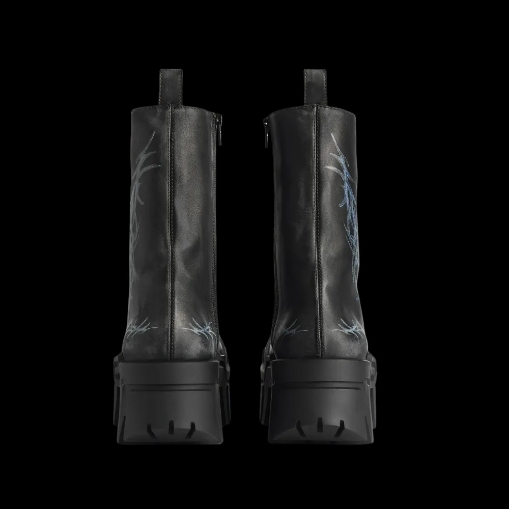 Balenciaga Bulldozer Lace-Up Bootie In Black - HypeFly India View 2