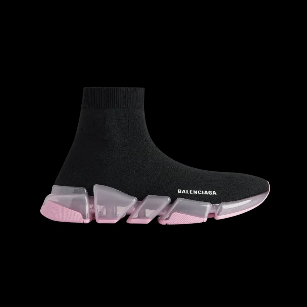 Balenciaga Speed 2.0 Full Clear Sole Recycled Knit Sneaker In Rose - HypeFly India View 1