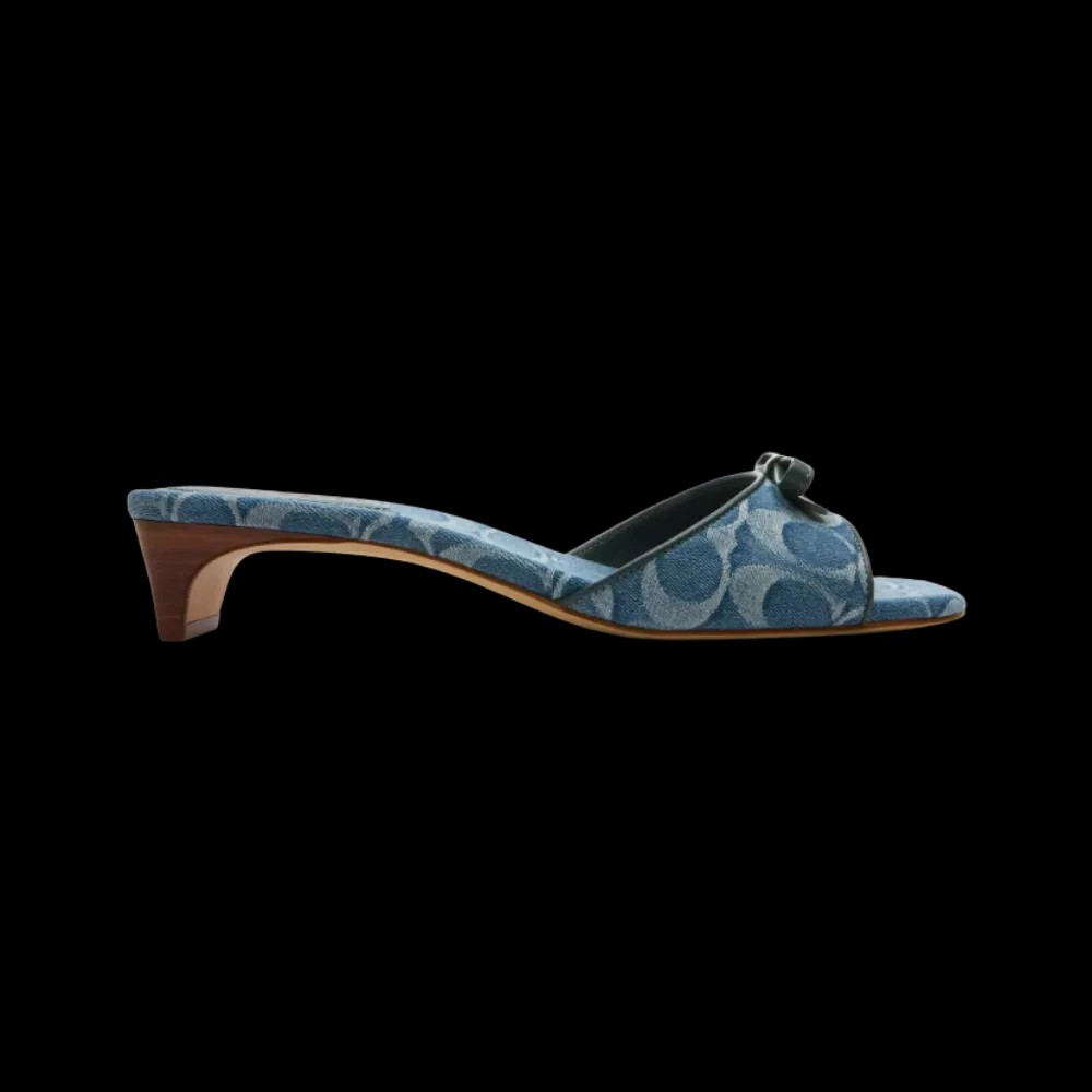 Coach Bow Kitten Heel In Signature Denim - HypeFly India View 1