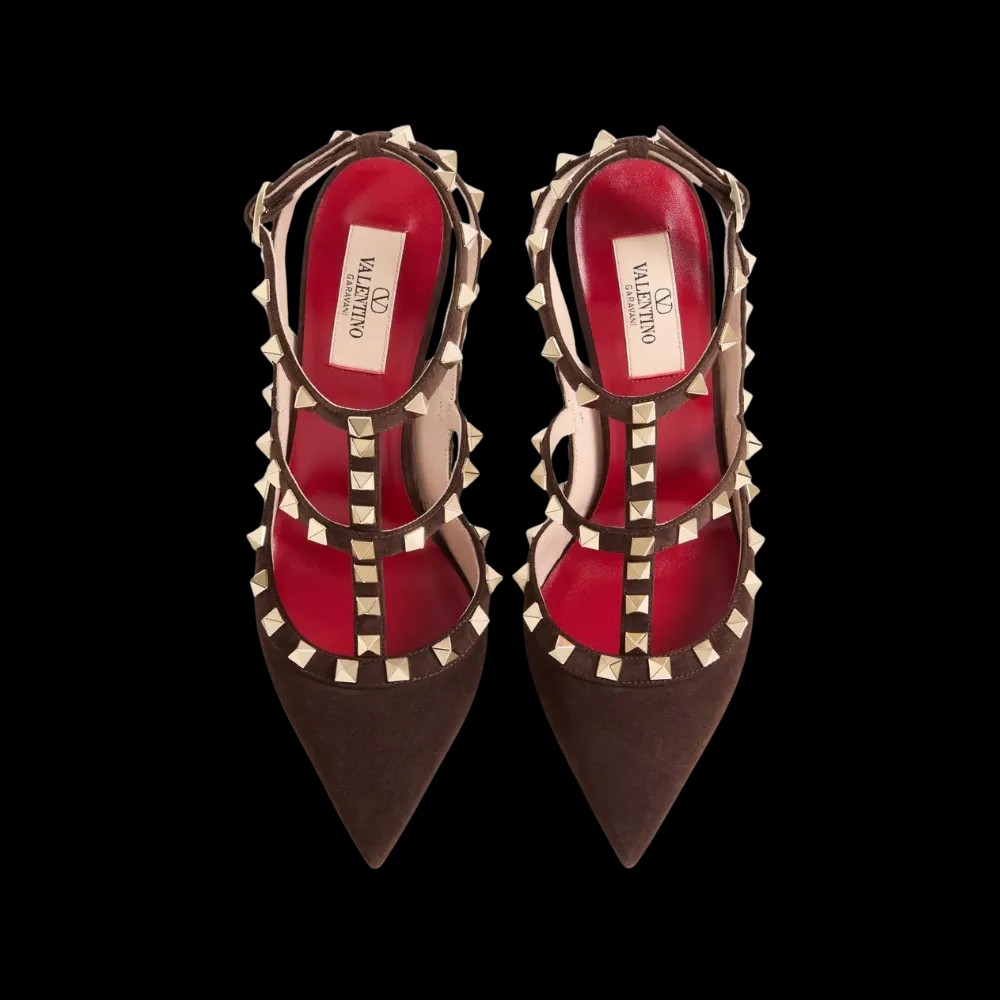 Valentino Rockstud Suede Pumps 100mm Ebony - HypeFly India View 2