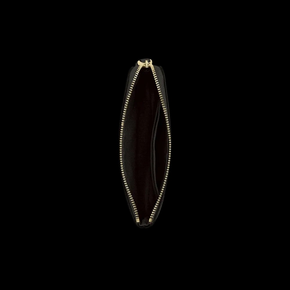 Coach Corner Zip Wristlet Crossgrain Leather-Gold-Black - HypeFly India View 2