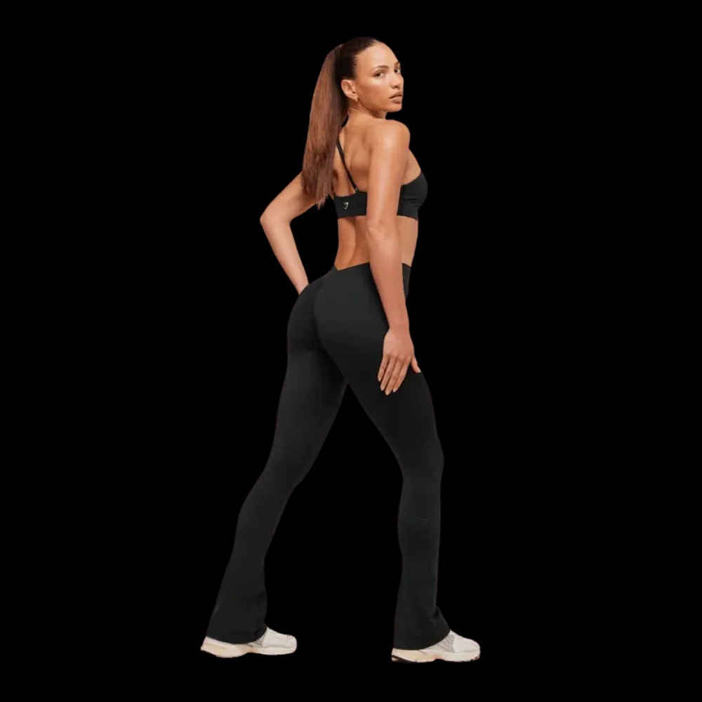 Gymshark Lifting Dipped Waistband Flared Leggings Black - HypeFly India View 4