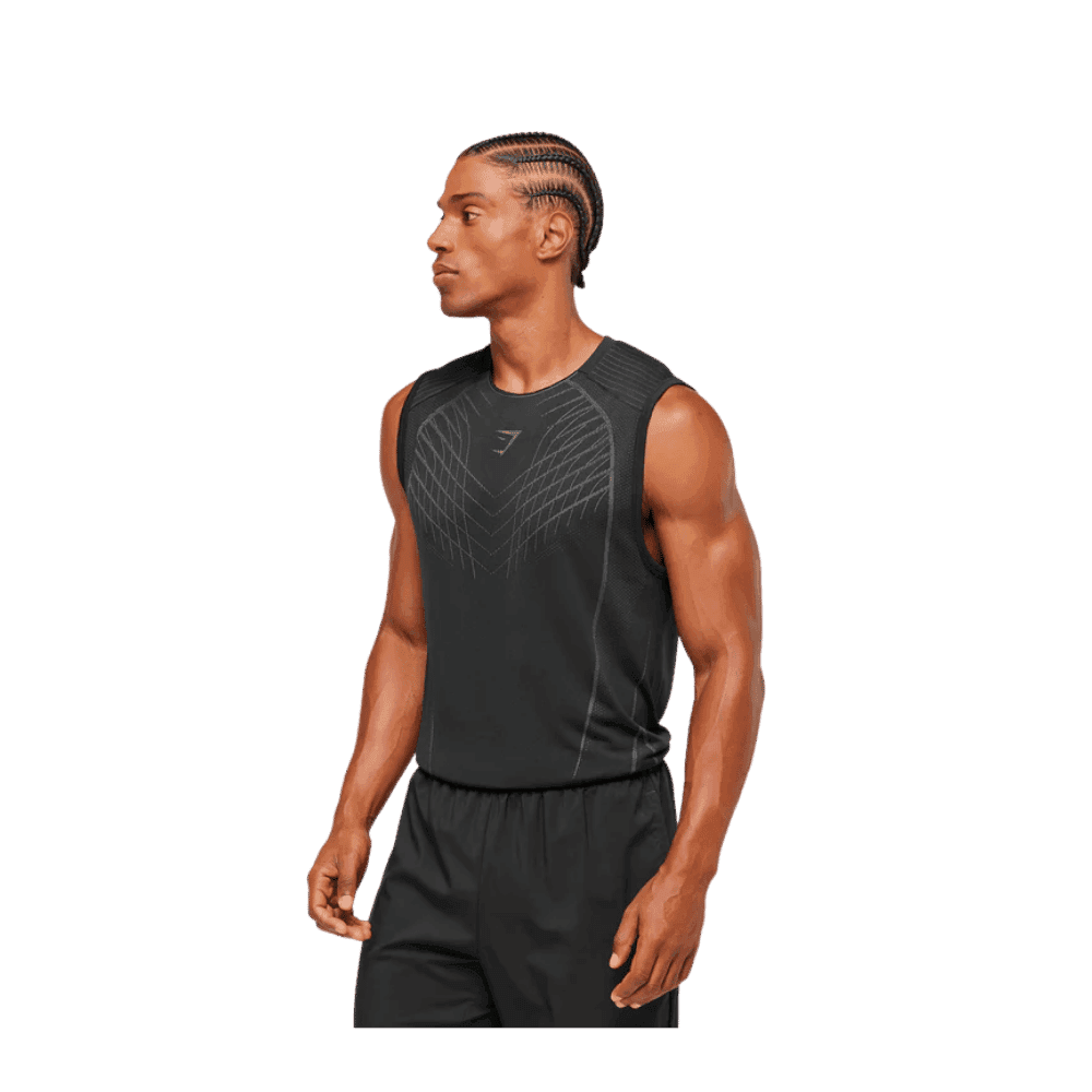 Gymshark Apex Seamless Tank Slim Fit Black/Dark Grey - HypeFly India View 3