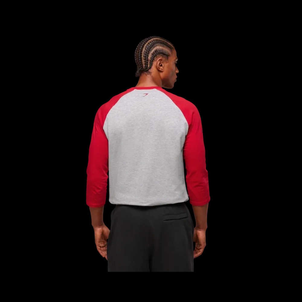 Gymshark GSLC Raglan 3/4 Sleeve T-Shirt - Conditioning Red - HypeFly India View 2