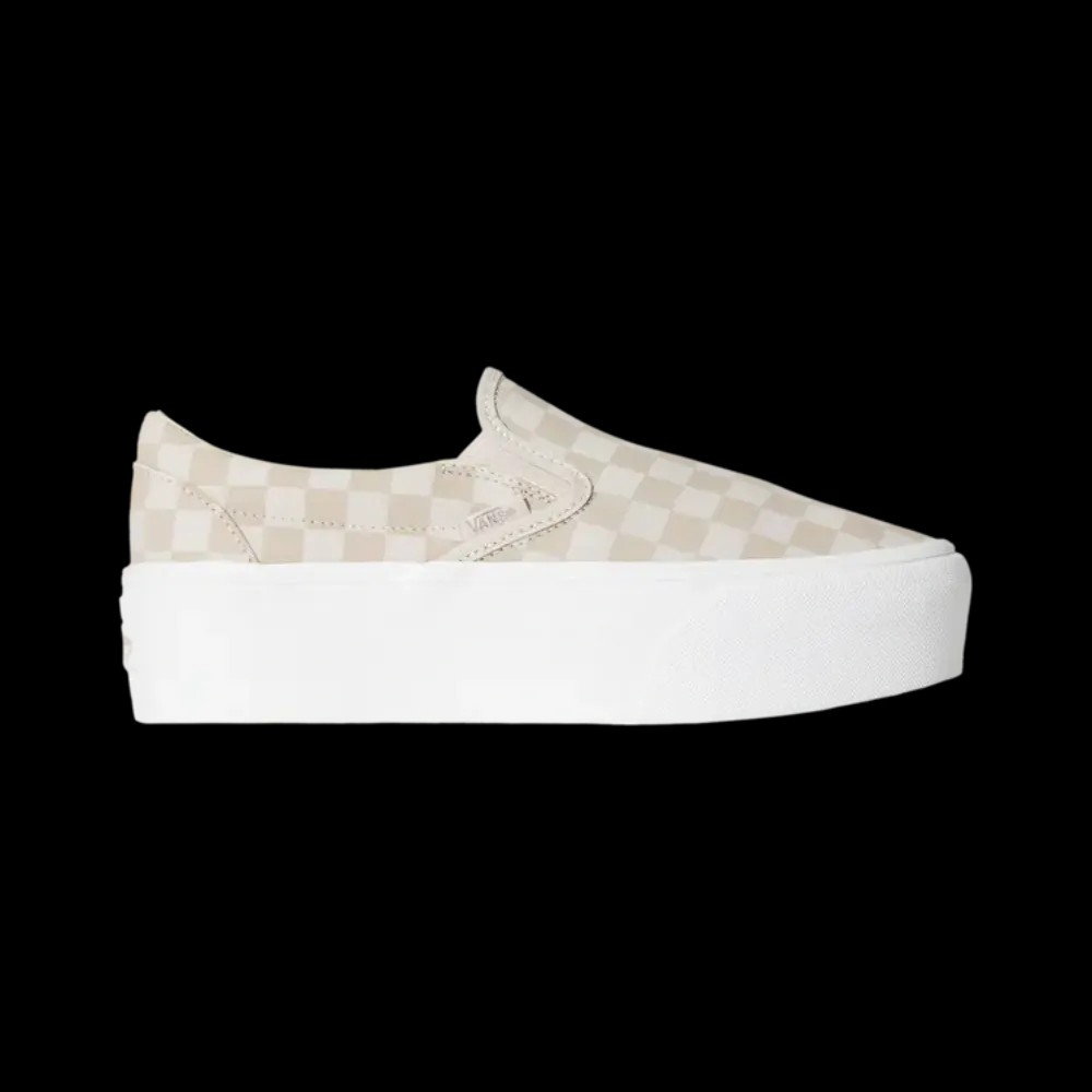 Vans Classic Slip-On Checkerboard Platform Shoe Checkerboard Mushroom Brown - HypeFly India View 1