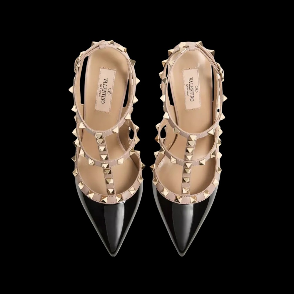 Valentino Patent Rockstud Caged Pump 100mm Black - HypeFly India View 2